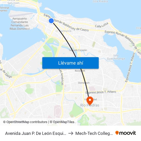 Avenida Juan P. De León Esquina Calle Monserrate to Mech-Tech College Rio Piedras map