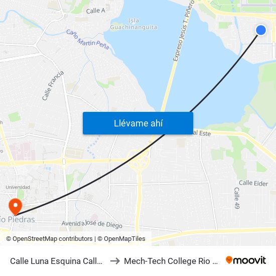 Calle Luna Esquina Calle Astral to Mech-Tech College Rio Piedras map