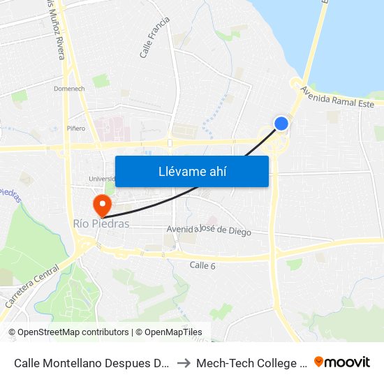 Calle Montellano Despues De La Calle Riaza to Mech-Tech College Rio Piedras map