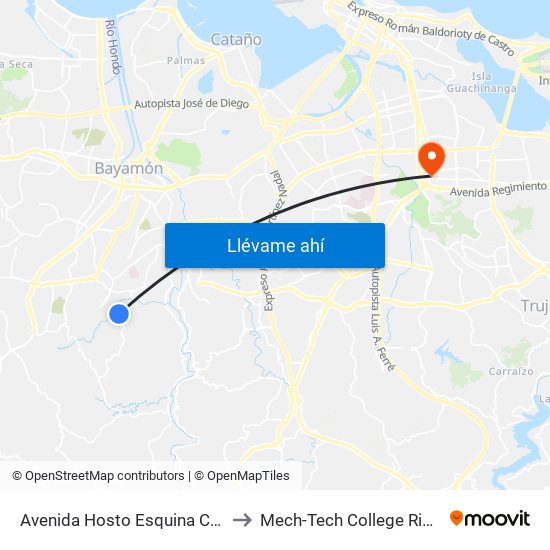 Avenida Hosto Esquina Calle Quina to Mech-Tech College Rio Piedras map
