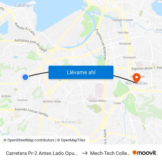 Carretera Pr-2 Antes Lado Opuesto Calle Victor Braegger to Mech-Tech College Rio Piedras map