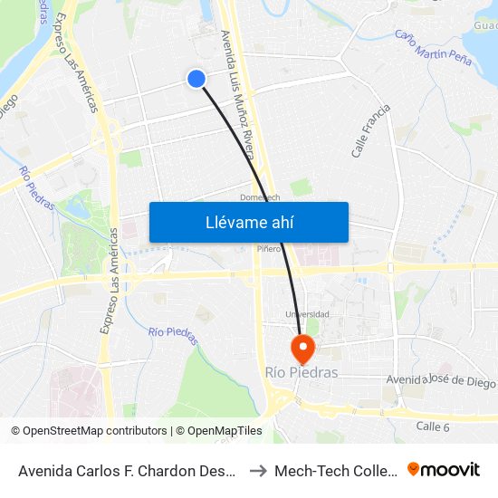 Avenida Carlos F. Chardon Despues Calle Arterial Hosto to Mech-Tech College Rio Piedras map