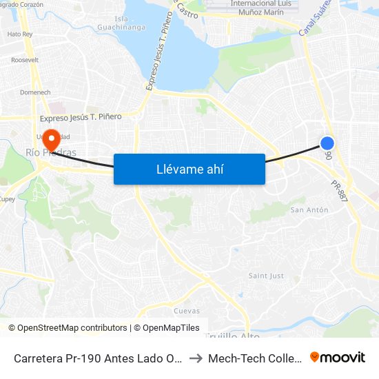 Carretera Pr-190 Antes Lado Opuesto Calle San Carlos to Mech-Tech College Rio Piedras map