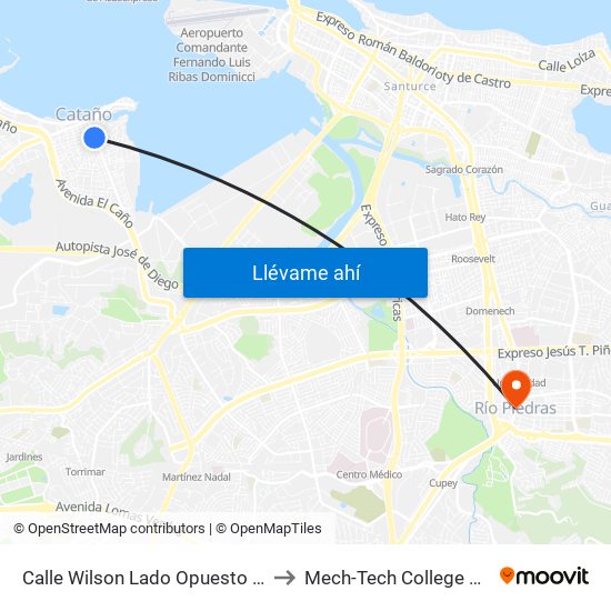Calle Wilson Lado Opuesto Calle Atalaya to Mech-Tech College Rio Piedras map