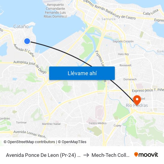 Avenida Ponce De Leon (Pr-24) Antes Avenida Las Palmas to Mech-Tech College Rio Piedras map