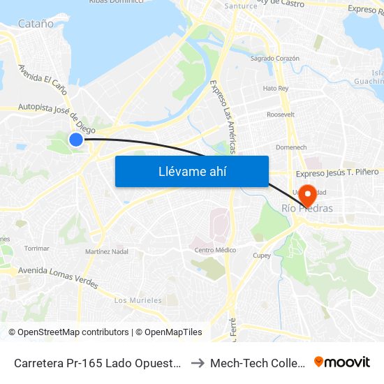 Carretera Pr-165 Lado Opuesto Imprenta El Nuevo Dia to Mech-Tech College Rio Piedras map