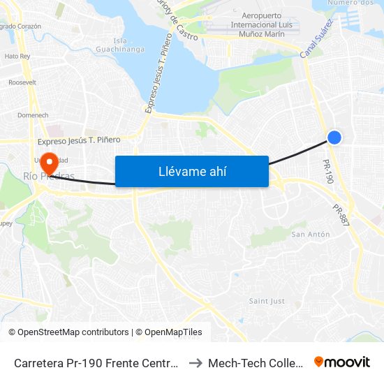 Carretera Pr-190 Frente Centro Comunal (Head Star) to Mech-Tech College Rio Piedras map