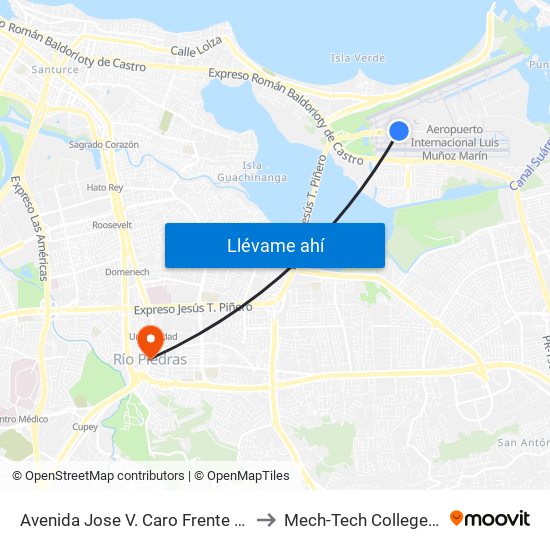 Avenida Jose V. Caro Frente Buget Car Rental to Mech-Tech College Rio Piedras map