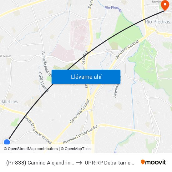 (Pr-838) Camino Alejandrino Esquina Calle Lcdo R. Rodriguez Apolo to UPR-RP Departamemto De Mùsica Edif. Agustin Stahl map