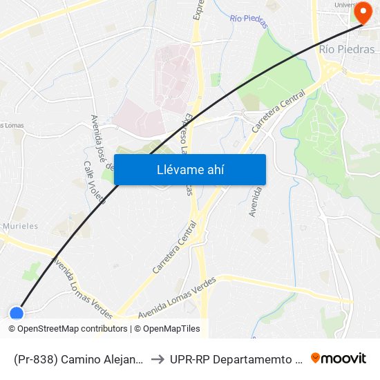 (Pr-838) Camino Alejandrino Esquina Calle San Jose to UPR-RP Departamemto De Mùsica Edif. Agustin Stahl map
