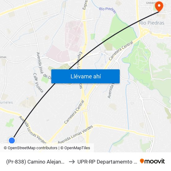 (Pr-838) Camino Alejandrino Antes Calle Maria Teresa to UPR-RP Departamemto De Mùsica Edif. Agustin Stahl map