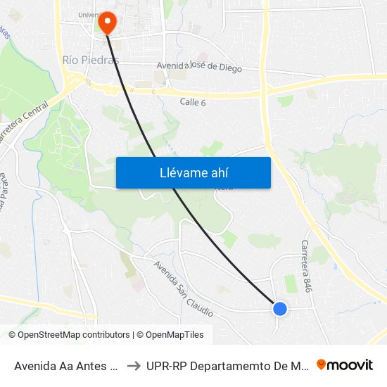 Avenida Aa Antes Avenida Periferal to UPR-RP Departamemto De Mùsica Edif. Agustin Stahl map