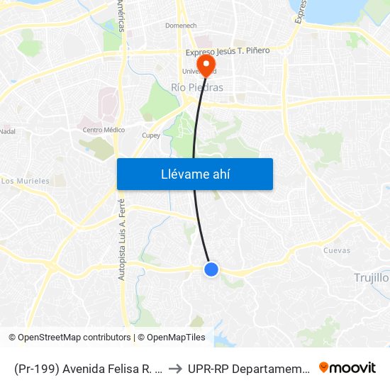 (Pr-199) Avenida Felisa R. Gautier Esquina Calle Juan D. Lefebre to UPR-RP Departamemto De Mùsica Edif. Agustin Stahl map