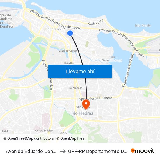 Avenida Eduardo Conde Esquina Calle Isabela to UPR-RP Departamemto De Mùsica Edif. Agustin Stahl map