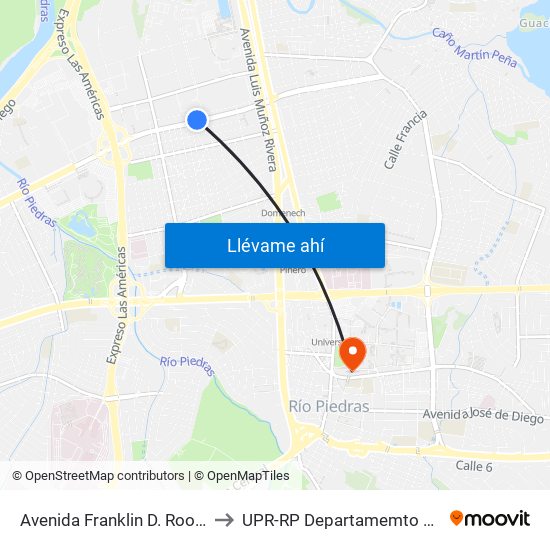 Avenida Franklin D. Roosvelt Antes Avenida Hosto to UPR-RP Departamemto De Mùsica Edif. Agustin Stahl map