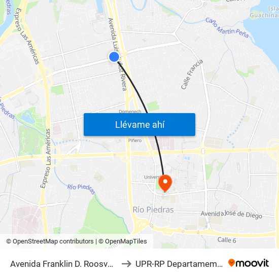 Avenida Franklin D. Roosvelt Despues Avenida Luis Muñoz Rivera to UPR-RP Departamemto De Mùsica Edif. Agustin Stahl map