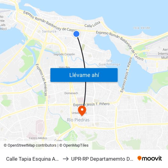 Calle Tapia Esquina Avenida Gilberto Monroig to UPR-RP Departamemto De Mùsica Edif. Agustin Stahl map