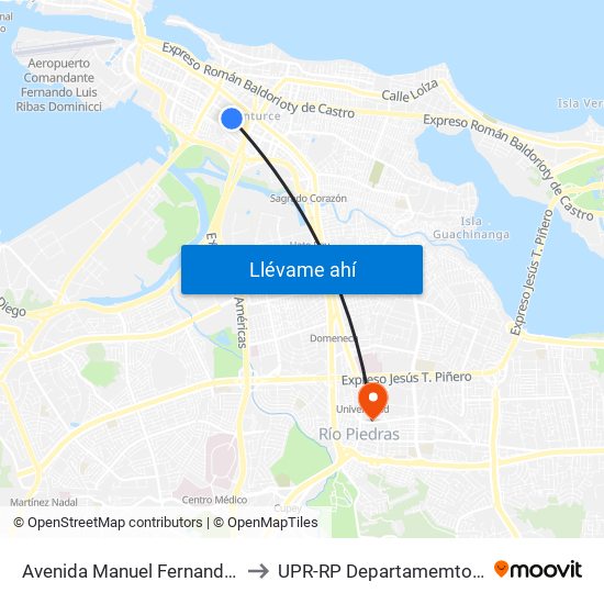 Avenida Manuel Fernandez Juncos Despues Hipodromo to UPR-RP Departamemto De Mùsica Edif. Agustin Stahl map