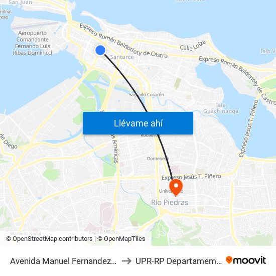 Avenida Manuel Fernandez Juncos Antes Avenida Roberto H. Tood to UPR-RP Departamemto De Mùsica Edif. Agustin Stahl map