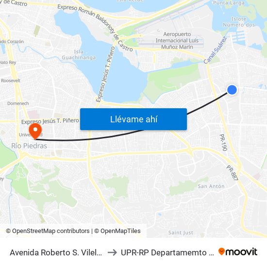 Avenida Roberto S. Vilella Lado Opuesto Calle Castilla to UPR-RP Departamemto De Mùsica Edif. Agustin Stahl map