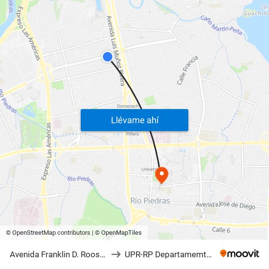 Avenida Franklin D. Roosvelt Despues Calle Fernando 1ro. to UPR-RP Departamemto De Mùsica Edif. Agustin Stahl map