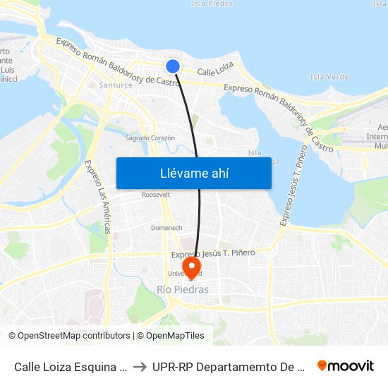 Calle Loiza Esquina Calle Santa Cecilia to UPR-RP Departamemto De Mùsica Edif. Agustin Stahl map