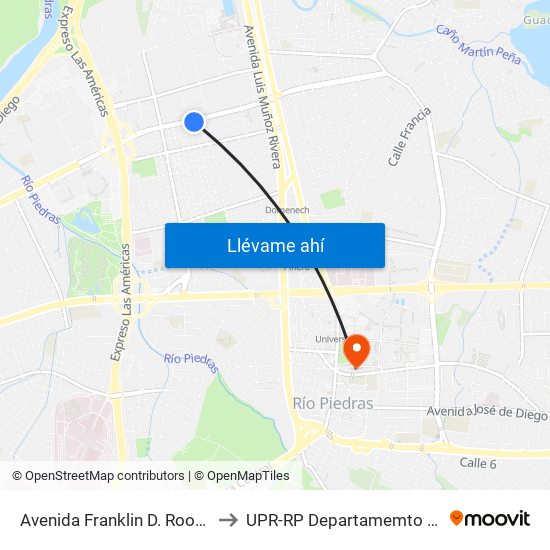 Avenida Franklin D. Roosvelt Esquina Avenida Hosto to UPR-RP Departamemto De Mùsica Edif. Agustin Stahl map