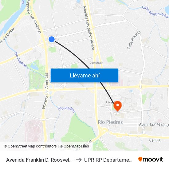 Avenida Franklin D. Roosvelt Antes Calle Soldado Rafael Lamar Guerra to UPR-RP Departamemto De Mùsica Edif. Agustin Stahl map