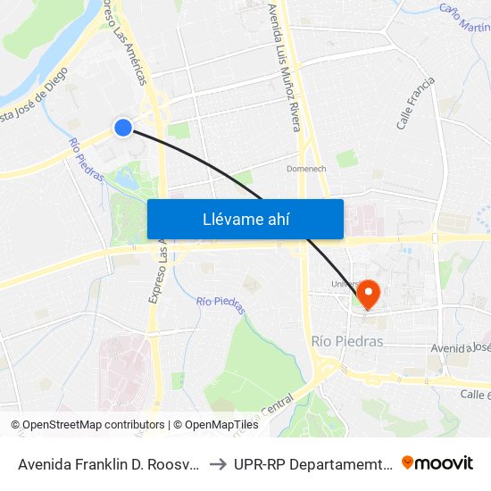 Avenida Franklin D. Roosvelt Lado Opuesto Calle Las America to UPR-RP Departamemto De Mùsica Edif. Agustin Stahl map