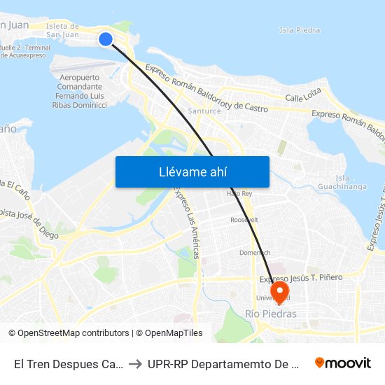 El Tren Despues Calle Ramon Power to UPR-RP Departamemto De Mùsica Edif. Agustin Stahl map