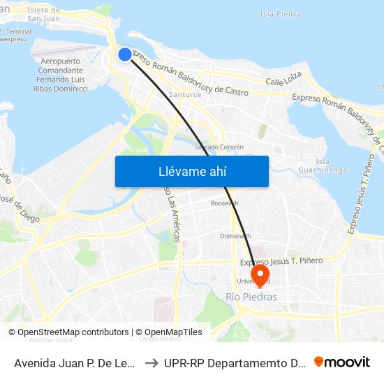 Avenida Juan P. De León Antes Calle Ensenada to UPR-RP Departamemto De Mùsica Edif. Agustin Stahl map