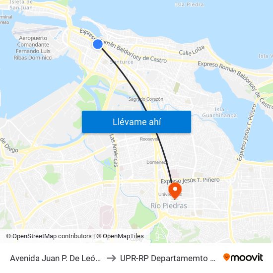 Avenida Juan P. De León Esquina Calle Runcabado to UPR-RP Departamemto De Mùsica Edif. Agustin Stahl map