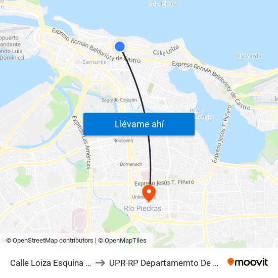 Calle Loiza Esquina Calle Family Court to UPR-RP Departamemto De Mùsica Edif. Agustin Stahl map