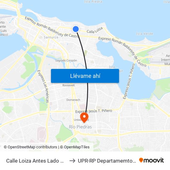 Calle Loiza Antes Lado Opuesto Calle Manuel Corchado to UPR-RP Departamemto De Mùsica Edif. Agustin Stahl map