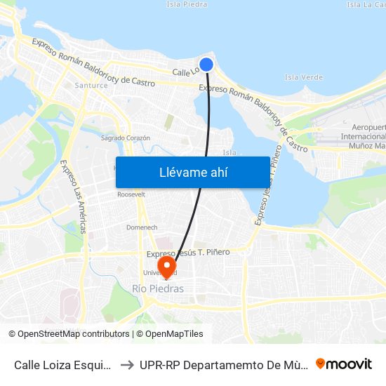 Calle Loiza Esquina Calle Caoba to UPR-RP Departamemto De Mùsica Edif. Agustin Stahl map