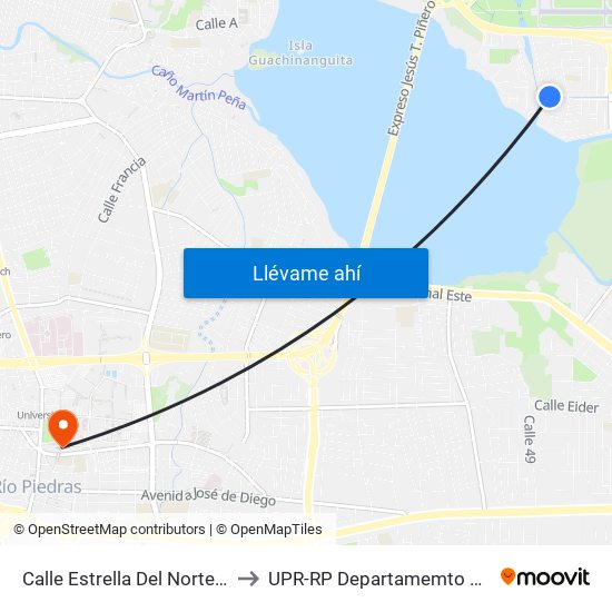 Calle Estrella Del Norte Esquina Calle Andromeda to UPR-RP Departamemto De Mùsica Edif. Agustin Stahl map