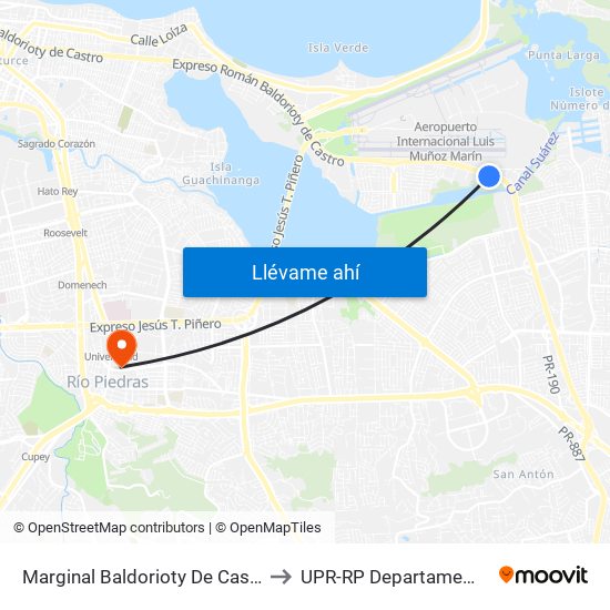 Marginal Baldorioty De Castro Lado Opuesto Condominio Intersuite to UPR-RP Departamemto De Mùsica Edif. Agustin Stahl map