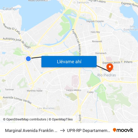 Marginal Avenida Franklin D. Roosvelt Antes Avenida San Patricio to UPR-RP Departamemto De Mùsica Edif. Agustin Stahl map