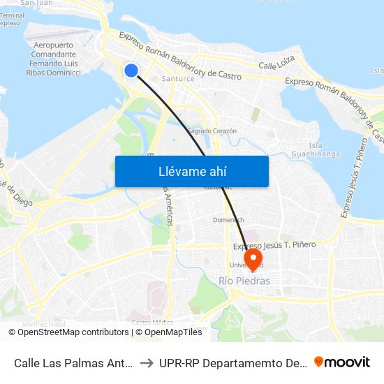 Calle Las Palmas Antes Calle Ernesto Cerra to UPR-RP Departamemto De Mùsica Edif. Agustin Stahl map