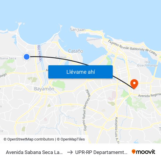 Avenida Sabana Seca Lado Opuesto Al Museo De Toa Baja to UPR-RP Departamemto De Mùsica Edif. Agustin Stahl map