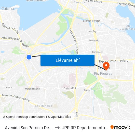 Avenida San Patricio Despues De La Avenida Roosevelt to UPR-RP Departamemto De Mùsica Edif. Agustin Stahl map