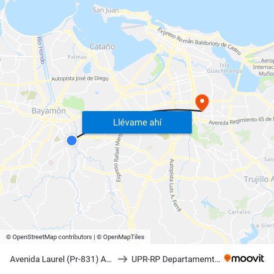 Avenida Laurel (Pr-831) Antes Avenida Lomas Verdes (Pr-177) to UPR-RP Departamemto De Mùsica Edif. Agustin Stahl map