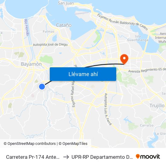 Carretera  Pr-174 Antes Avenida Laurel (Pr-831) to UPR-RP Departamemto De Mùsica Edif. Agustin Stahl map