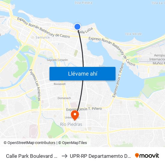 Calle Park Boulevard Antes Calle Las America to UPR-RP Departamemto De Mùsica Edif. Agustin Stahl map