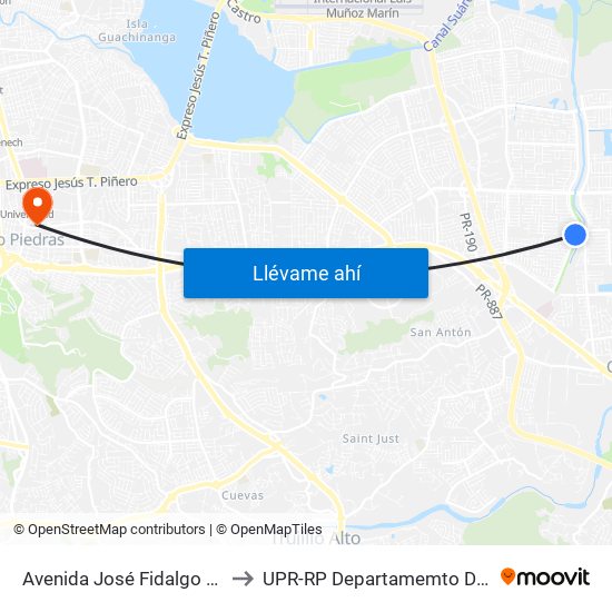 Avenida José Fidalgo Díaz Esquina Calle Vía 26 to UPR-RP Departamemto De Mùsica Edif. Agustin Stahl map