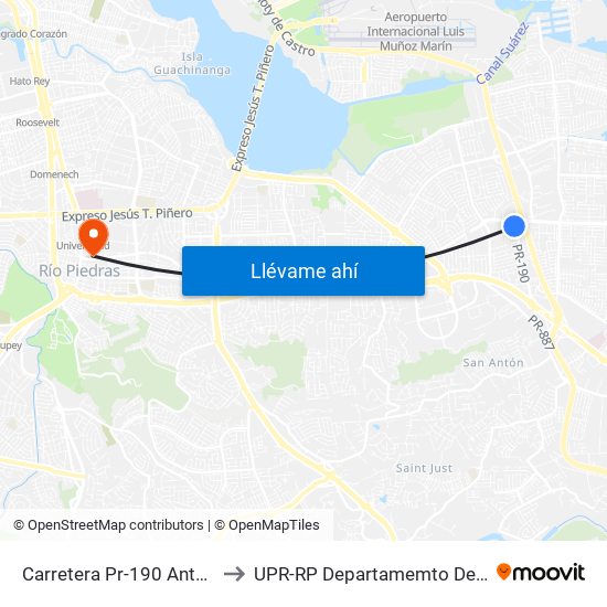 Carretera Pr-190 Antes Avenida Monserrate to UPR-RP Departamemto De Mùsica Edif. Agustin Stahl map