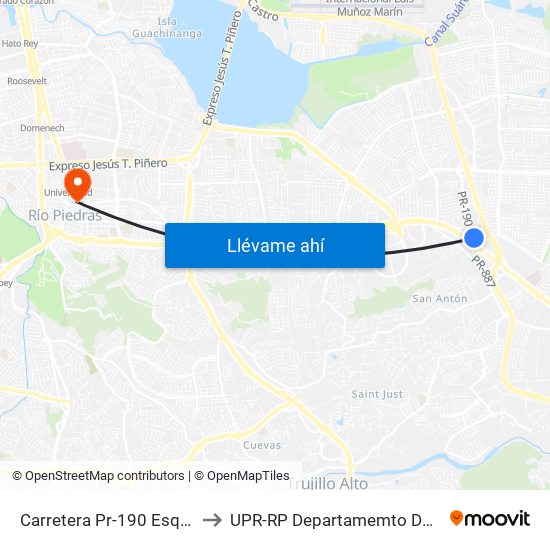 Carretera Pr-190 Esquina Calle Antonia Vigo to UPR-RP Departamemto De Mùsica Edif. Agustin Stahl map