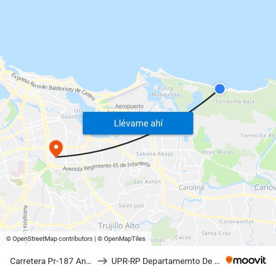 Carretera Pr-187 Antes Kiosko 22 Enero to UPR-RP Departamemto De Mùsica Edif. Agustin Stahl map