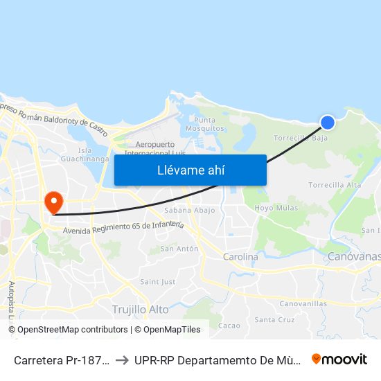 Carretera Pr-187 Km 12 Hm 9 to UPR-RP Departamemto De Mùsica Edif. Agustin Stahl map