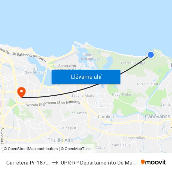 Carretera Pr-187 Km 13 Hm 6 to UPR-RP Departamemto De Mùsica Edif. Agustin Stahl map